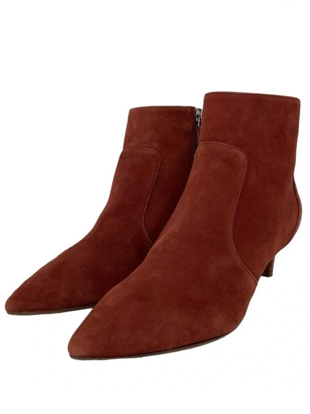 Aquatalia Heels Women's 8 Red Suede Leather Ankle Booties Pointed Toe Shoes